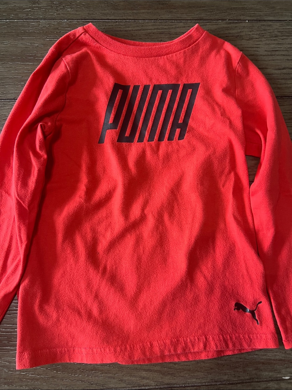 Puma Bright Red Long-Sleeve Logo Tee